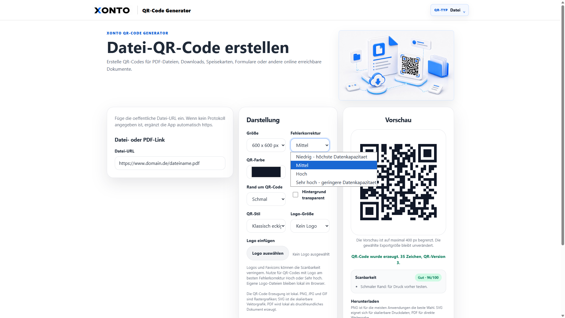 QR-Code Generator für Datei-Verweise