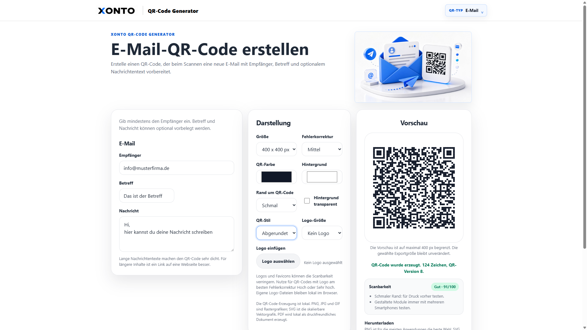 QR-Code Generator für E-Mail-Inhalte