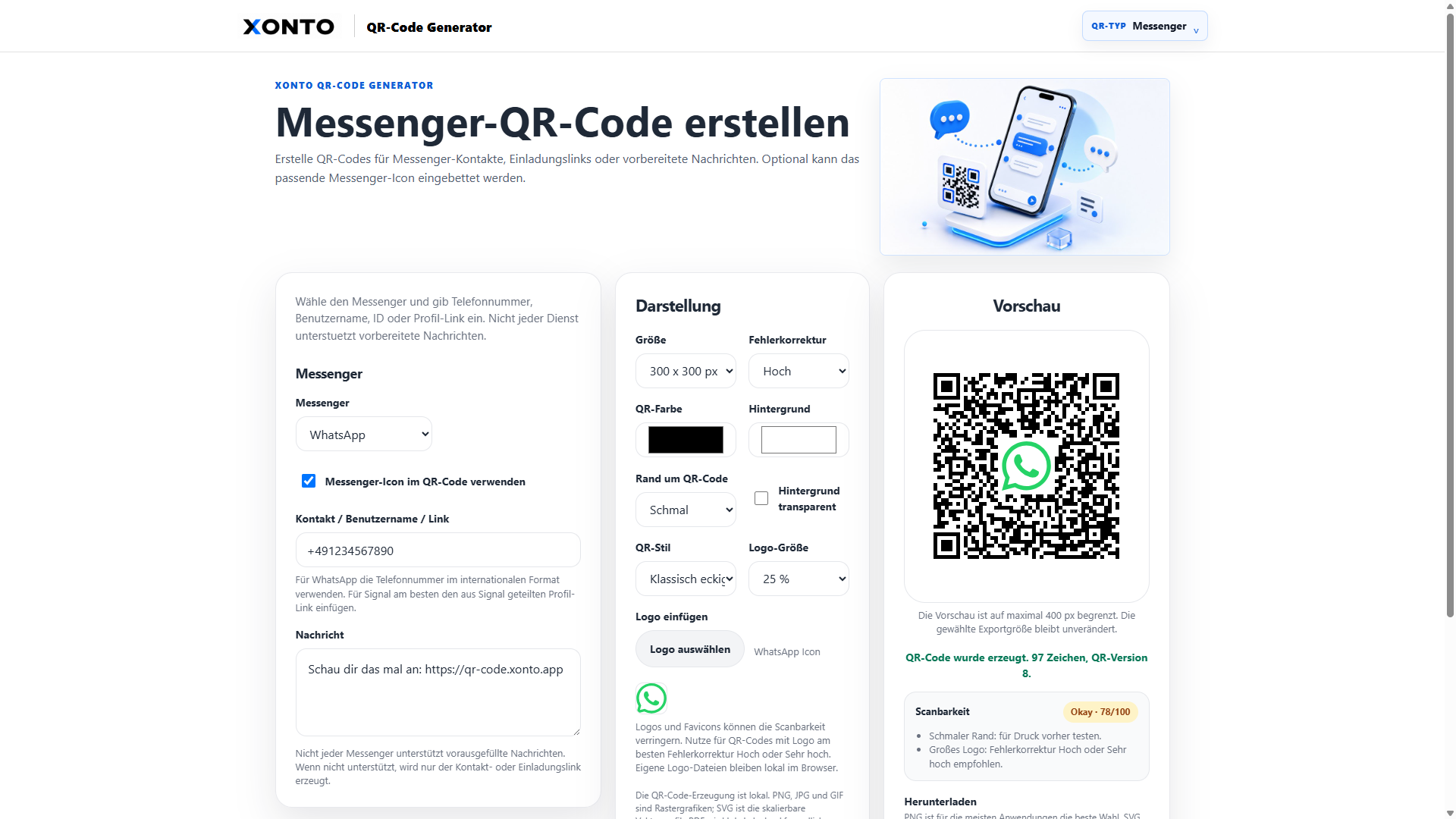 QR-Code Generator für Messenger-Profile