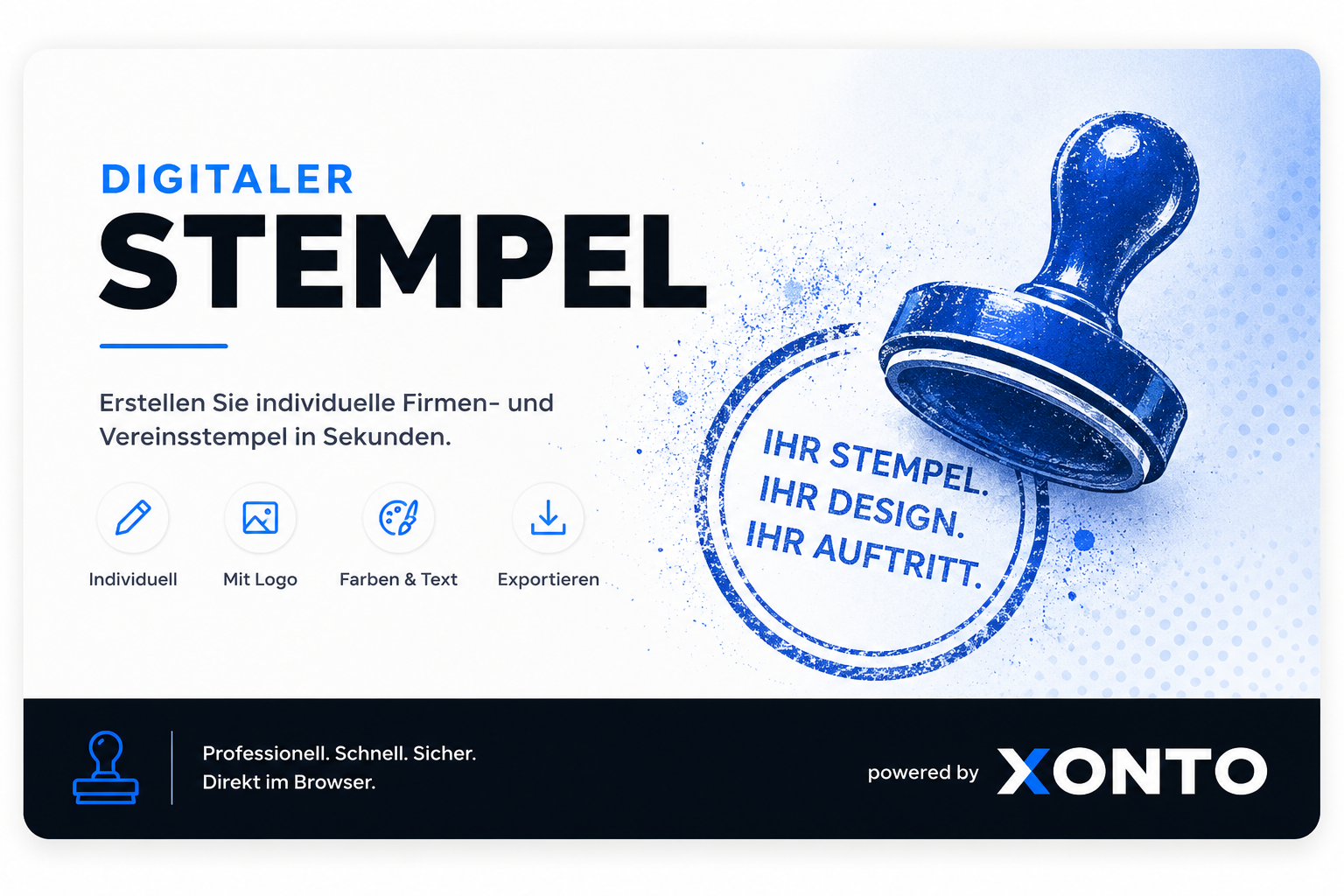 Hero-Grafik der XONTO App Digitaler Stempel mit Stempelvorschau