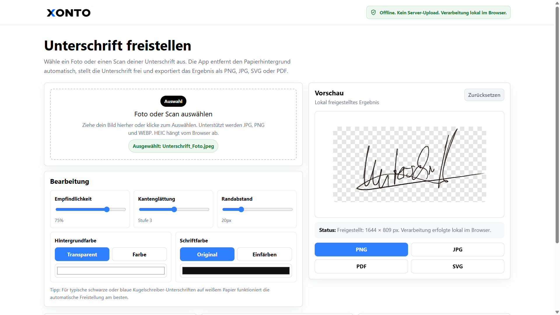 Hero-Grafik der XONTO App Unterschrift freistellen